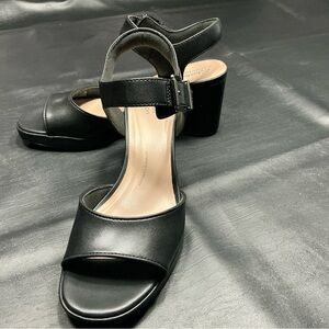 Clarks Black Block Heel Sandals